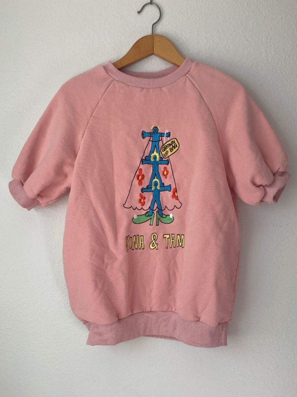 Kina & Tam Grown Up Lounge Top Embroidered Small Quirky Organic Cotton — image 2 of 8